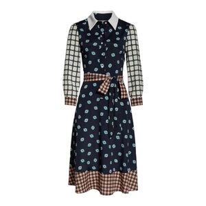 Eliza J Geo Printed Shirt Dress Retro Size 8